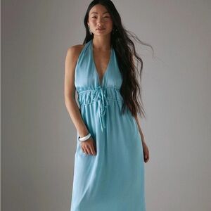 Warehouse Blue Midi Dress with Elegant Silhouette